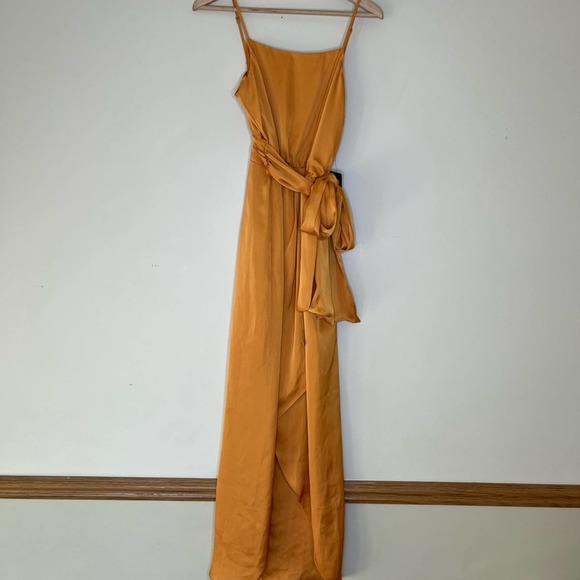 Satin Silk Belted Tie Waist Hi-Lo Maxi Dress NWT - Picture 10 of 14